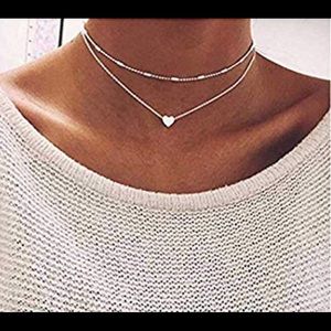 Two Layer Heart Choker Necklace